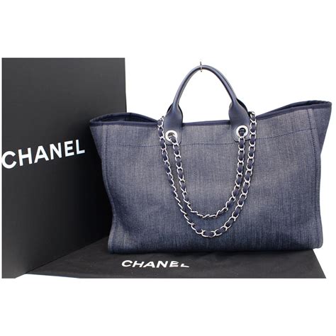 chanel blue denim deauville large tote bag|Chanel deauville large canvas bags.